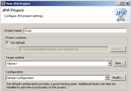 Project name and runtime configuration