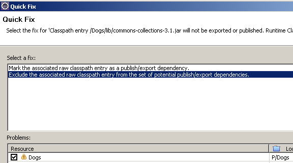 Exclude the associated raw classpath entry from the set of potential publish/export dependencies.
