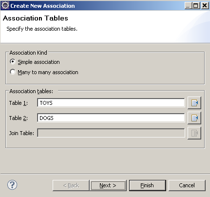 Select tables to generate entities from