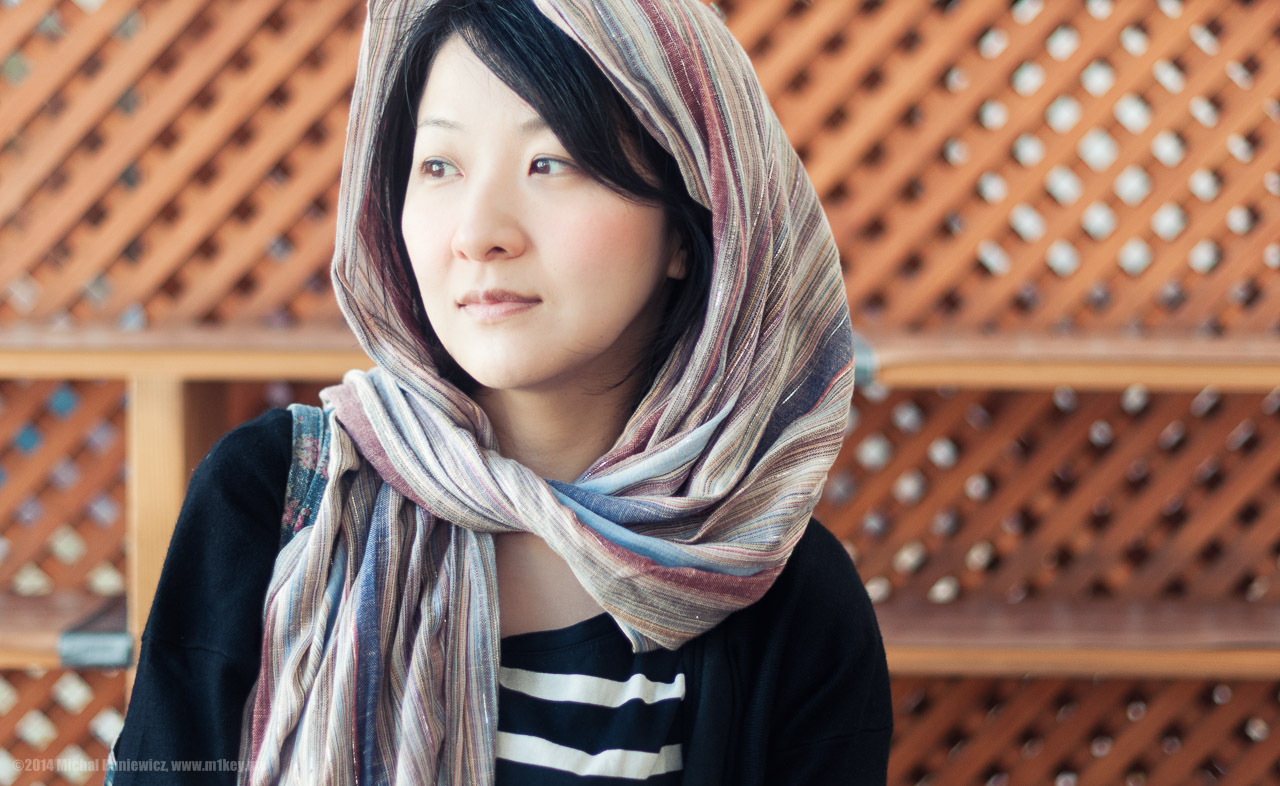 Yoko wearing a scarf